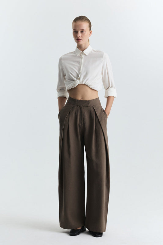 Pleated Wide-Leg Pants