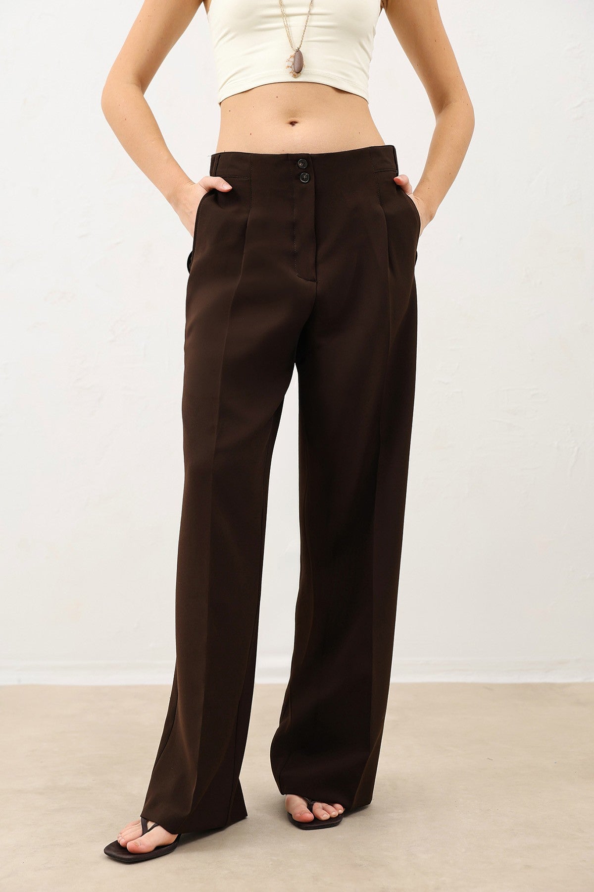 Antioch Pens Women's Wide-Leg Pants with Detailed Design