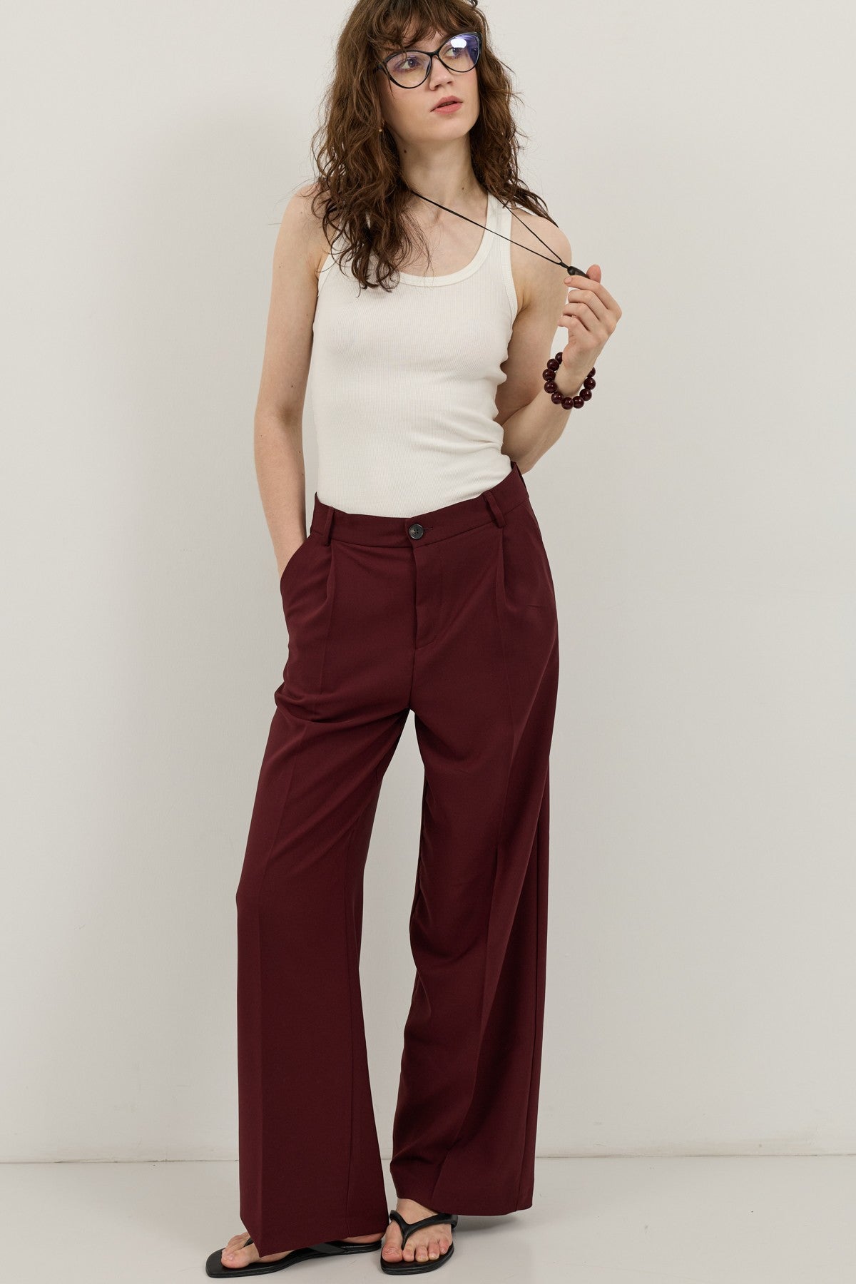 Antioch Wide-Leg Pleated Pants
