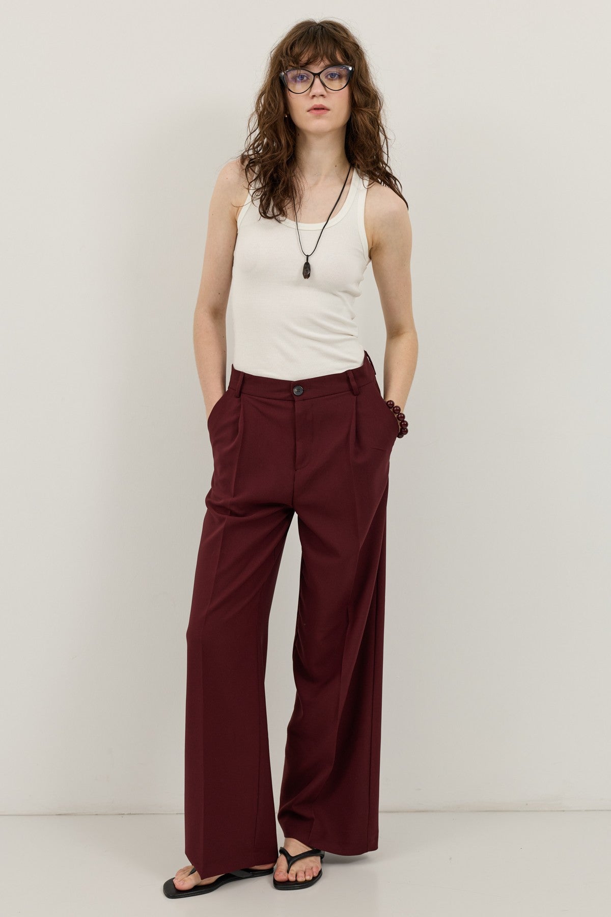 Antioch Wide-Leg Pleated Pants