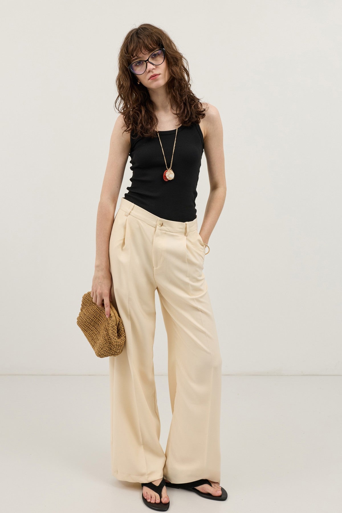 Antioch Wide-Leg Pleated Pants