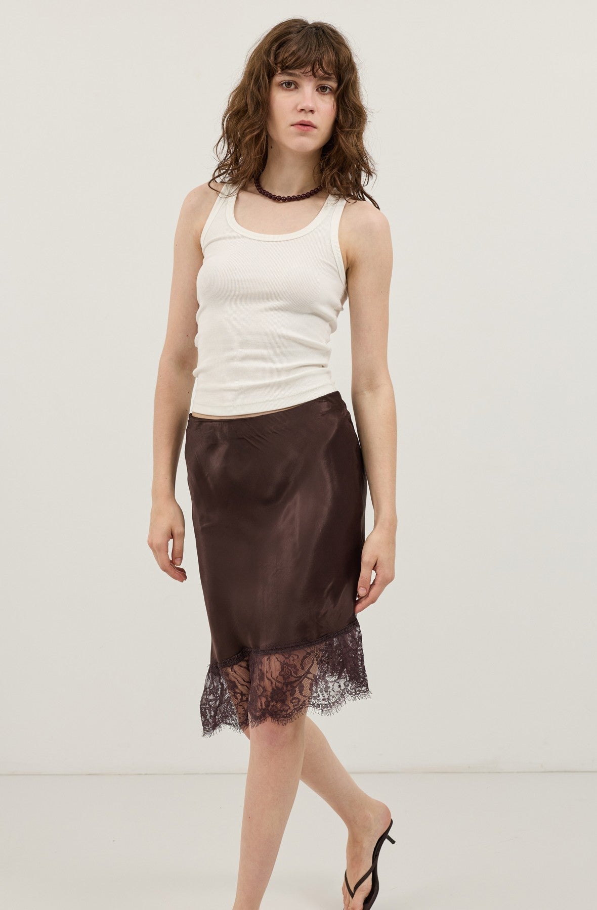 Antioch Satin Skirt with Lace Details