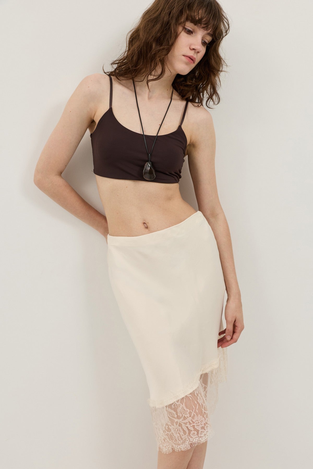 Antioch Satin Skirt with Lace Details