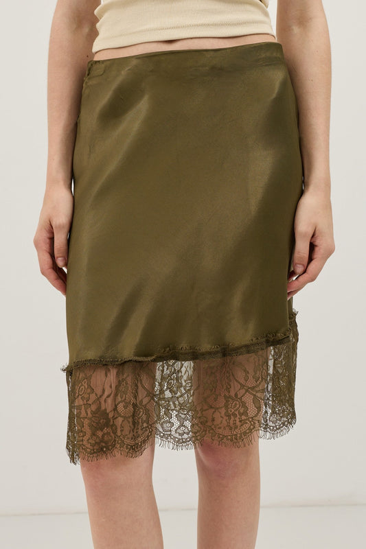 Antioch Satin Skirt with Lace Details