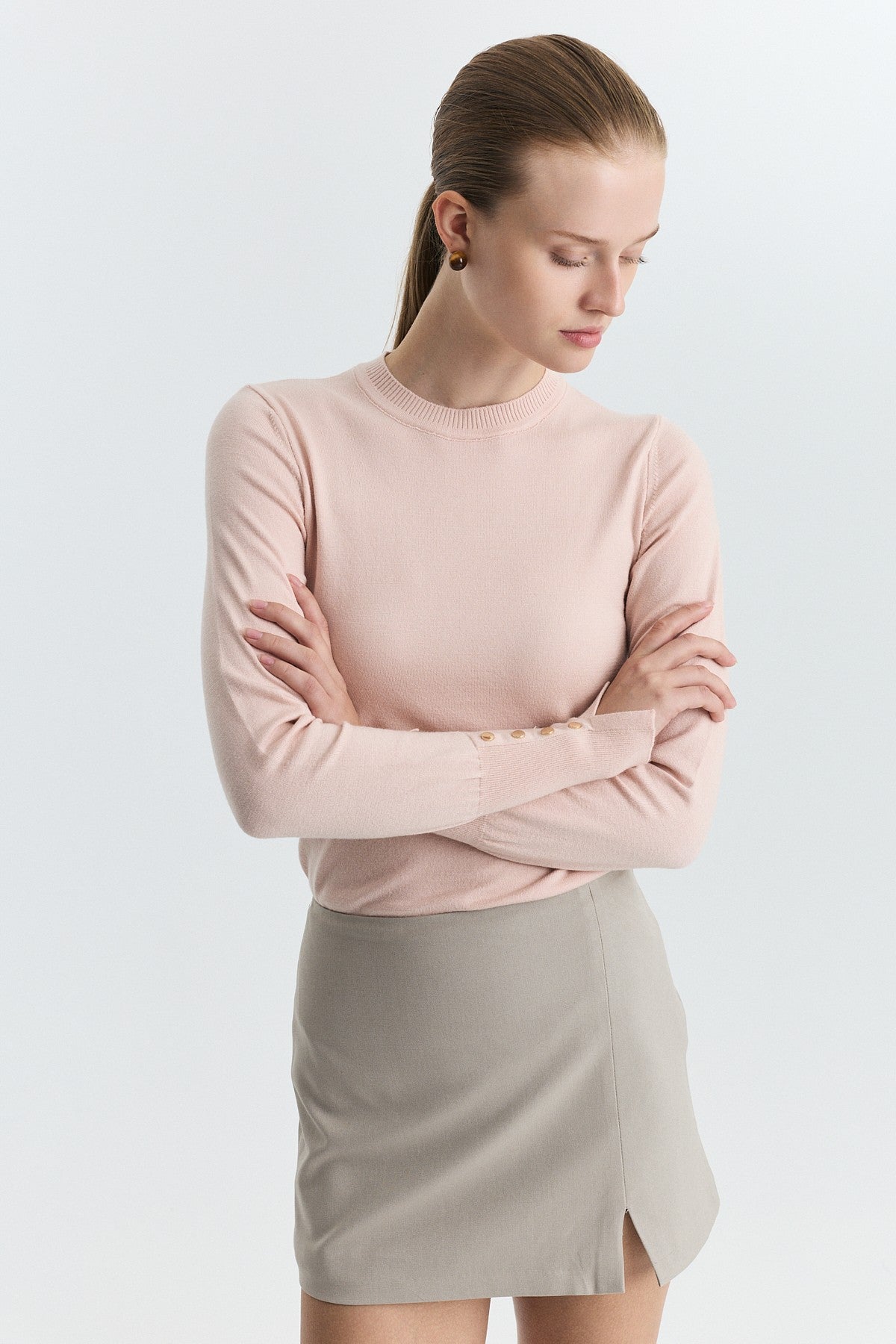 Basic Solid-Color Knit Sweater