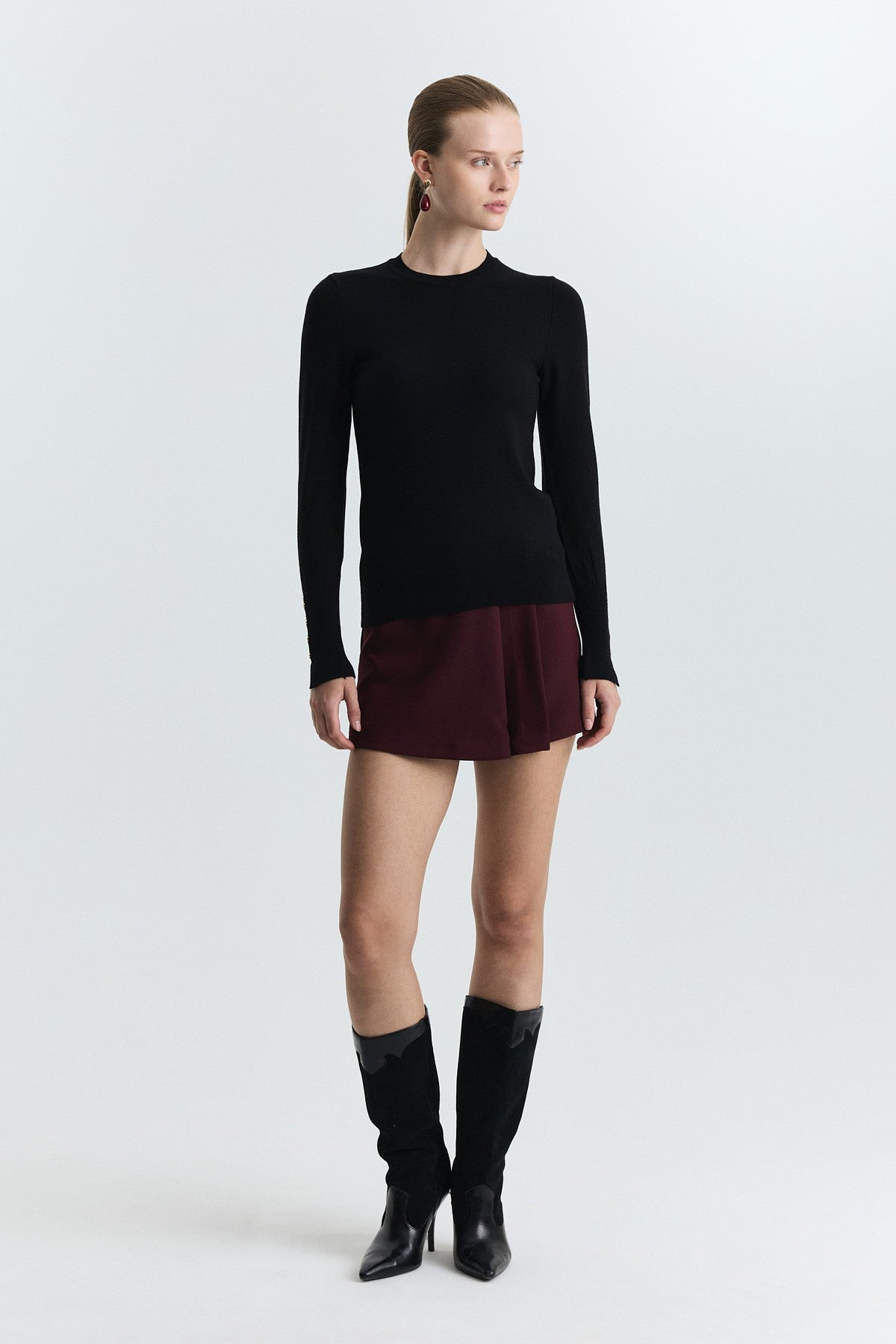 Basic Solid-Color Knit Sweater