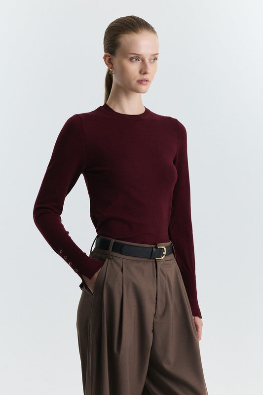 Basic Solid-Color Knit Sweater