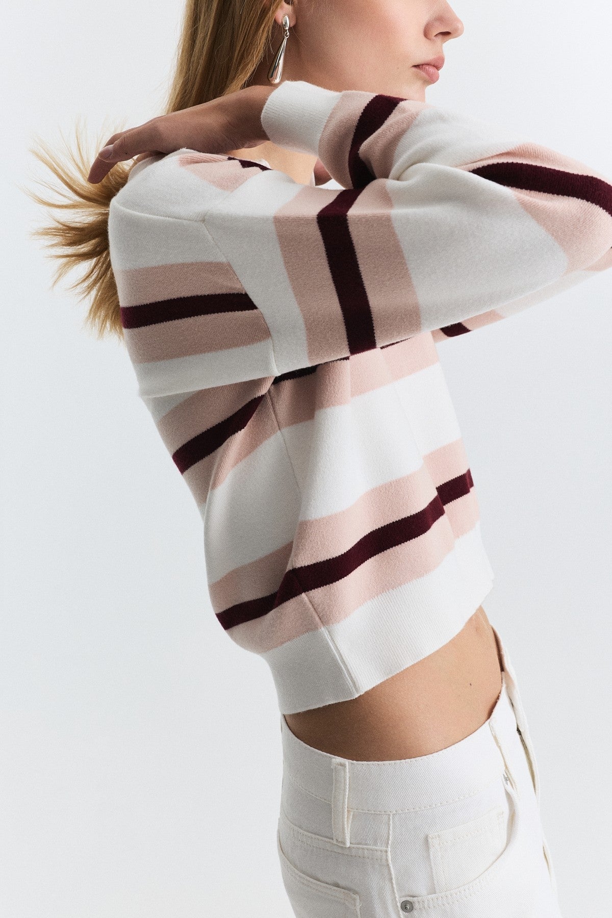 Striped Polo-Neck Sweater