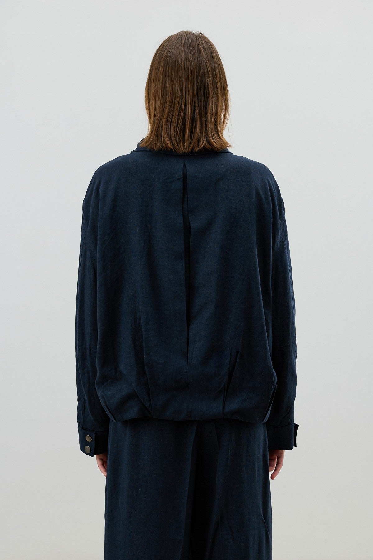 Antioch Linen-Blend Stand-Up Collar Bomber Jacket