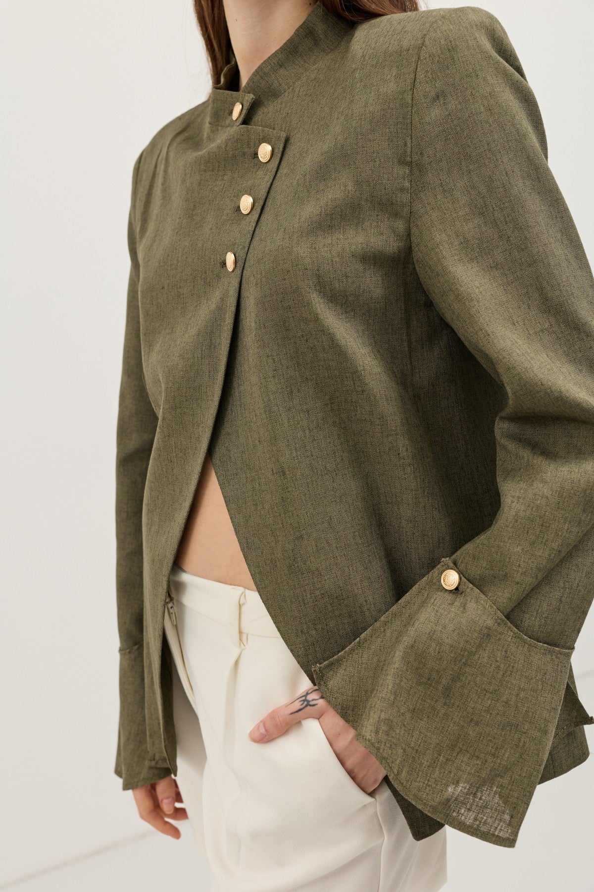 Women's Blazer Jacket with Linen Blend
