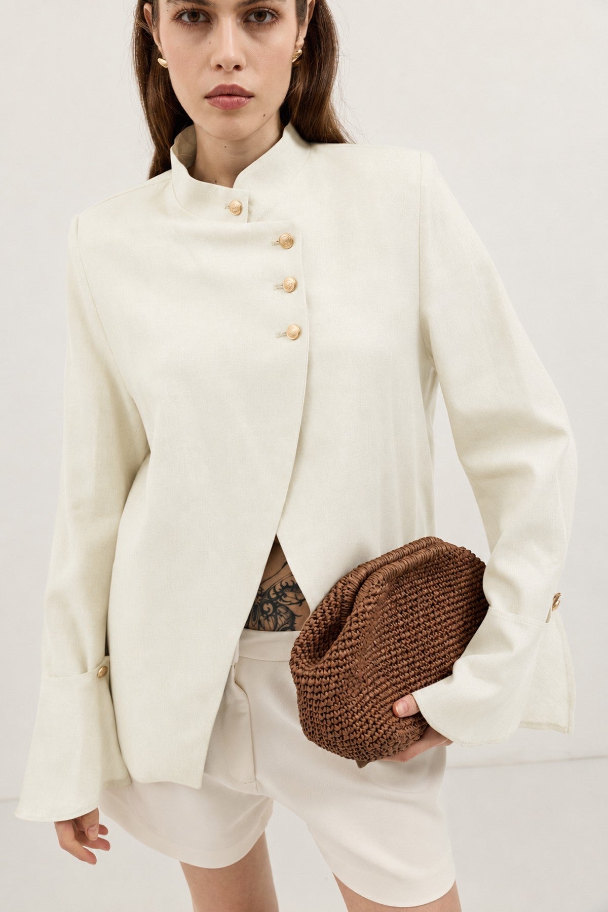 Women's Blazer Jacket with Linen Blend