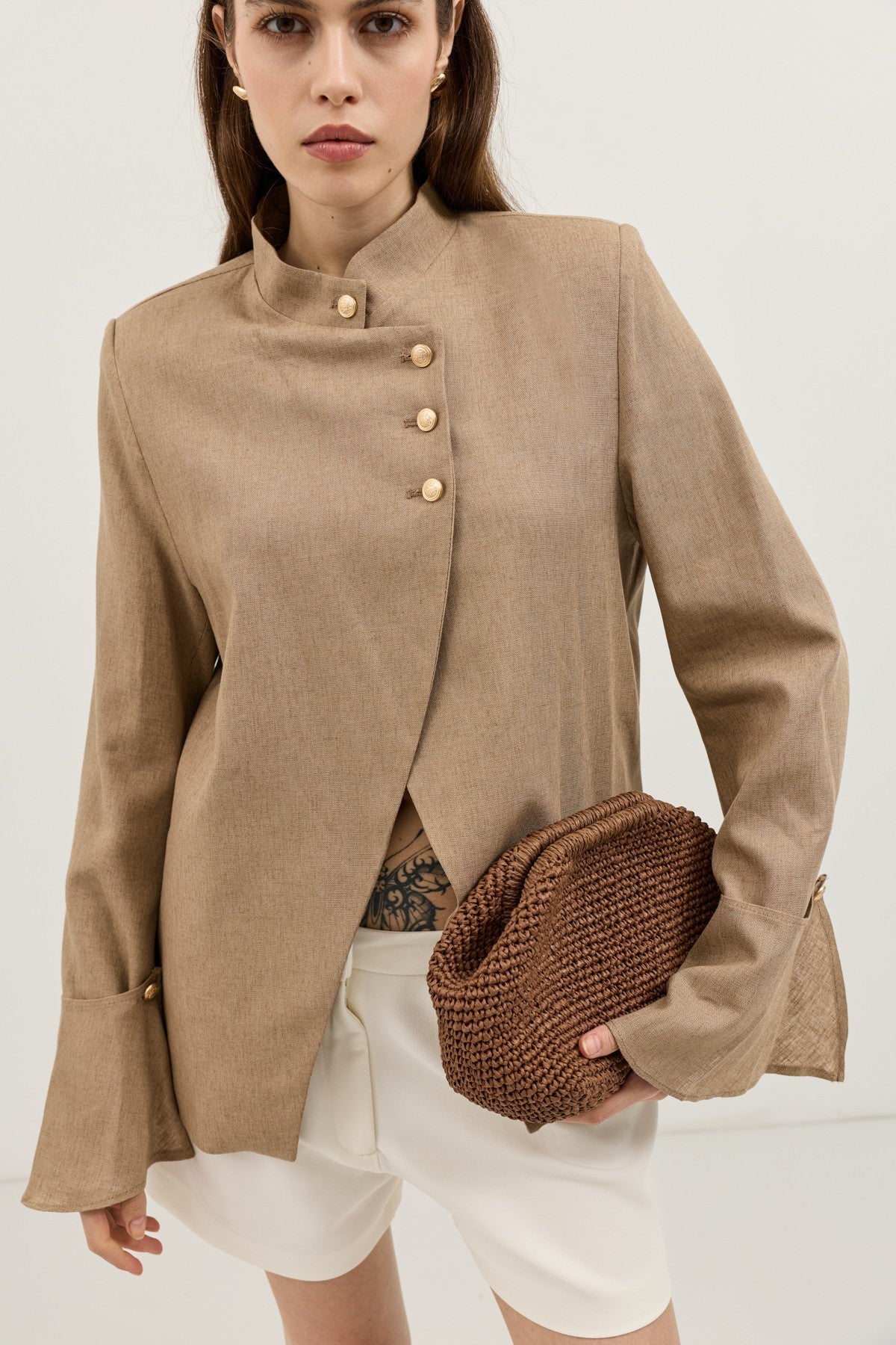 Women's Blazer Jacket with Linen Blend