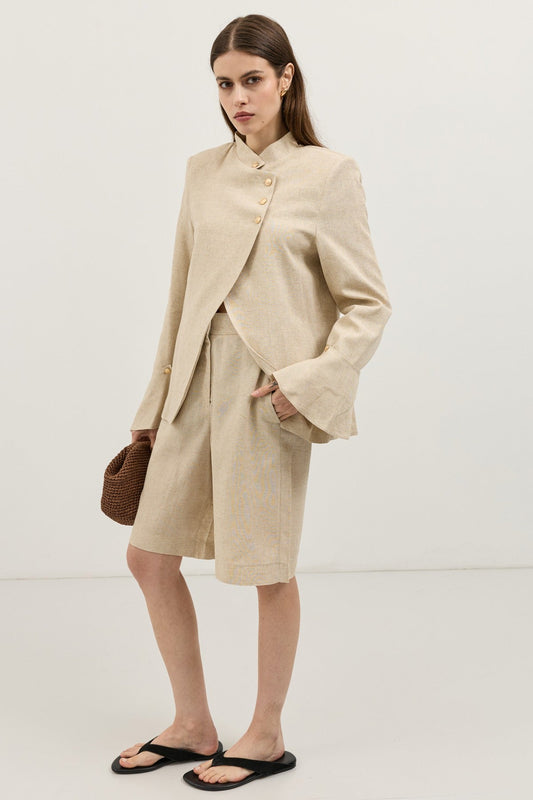 Women's Blazer Jacket with Linen Blend