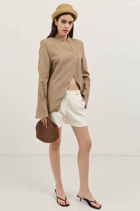 Women's Blazer Jacket with Linen Blend