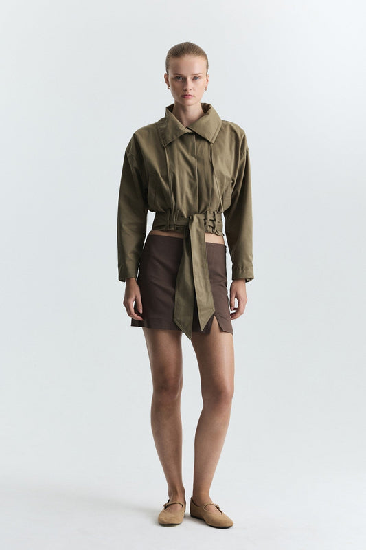 Short Trench Coat with a Belt