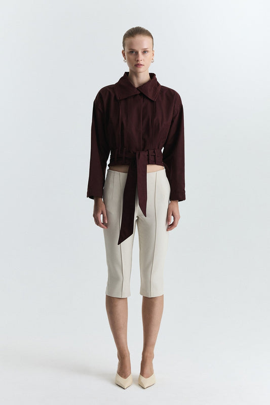 Short Trench Coat with a Belt