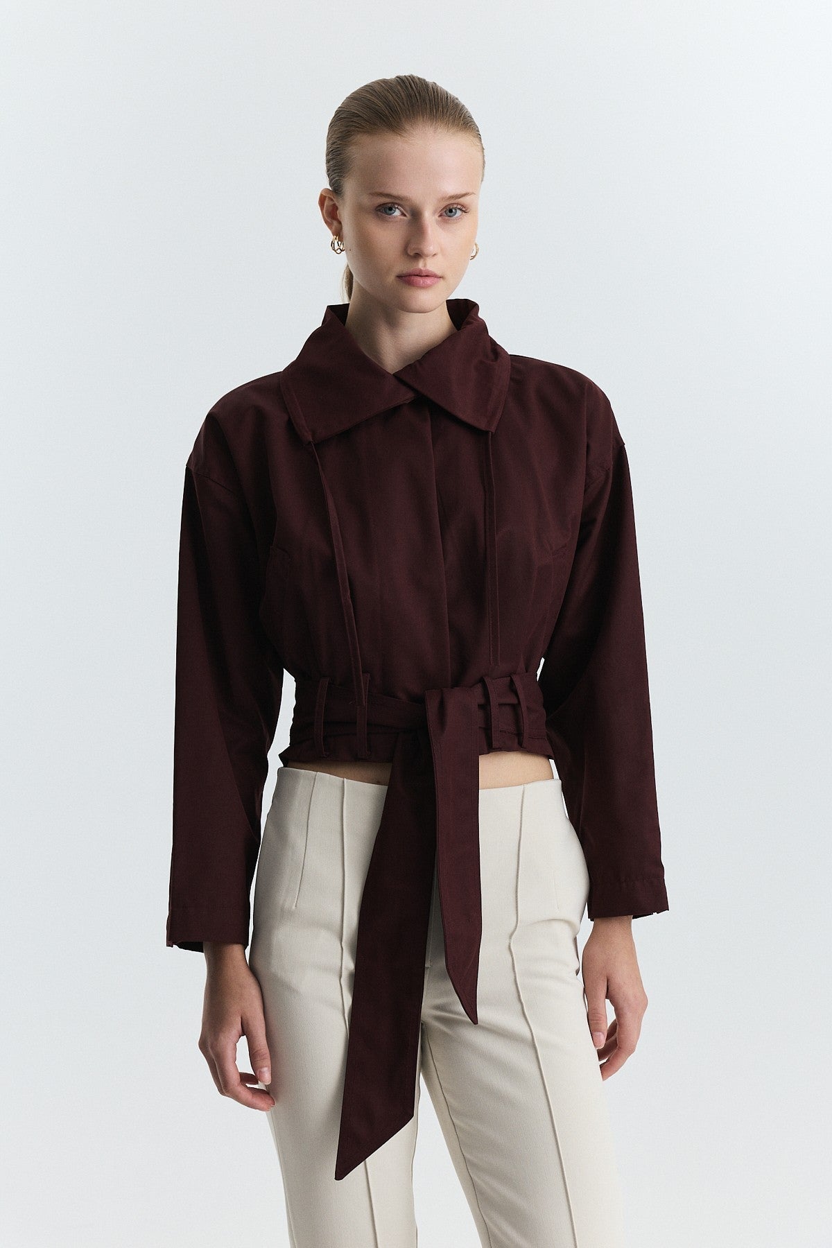 Short Trench Coat with a Belt