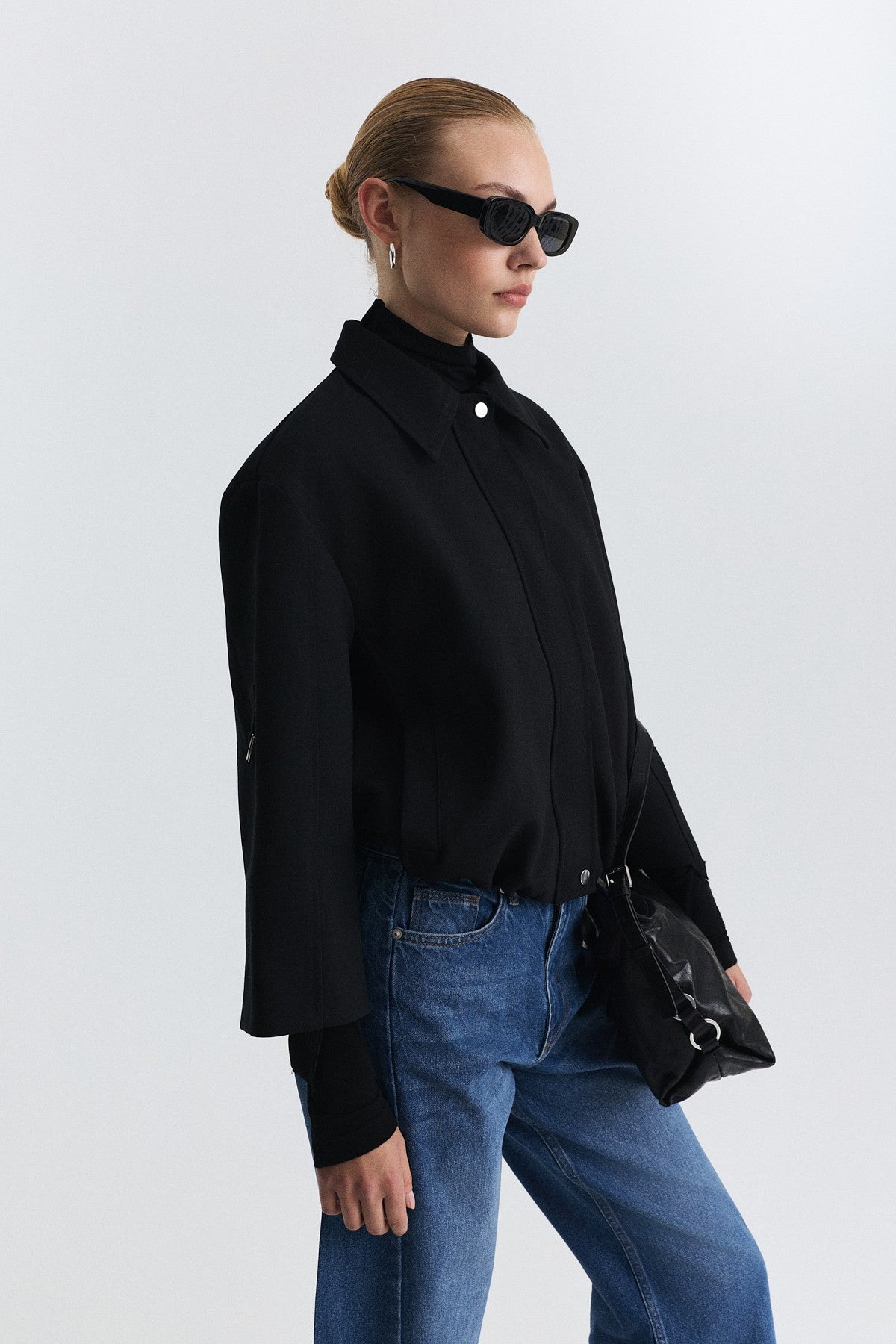 Waist-Elasticated Bomber Jacket