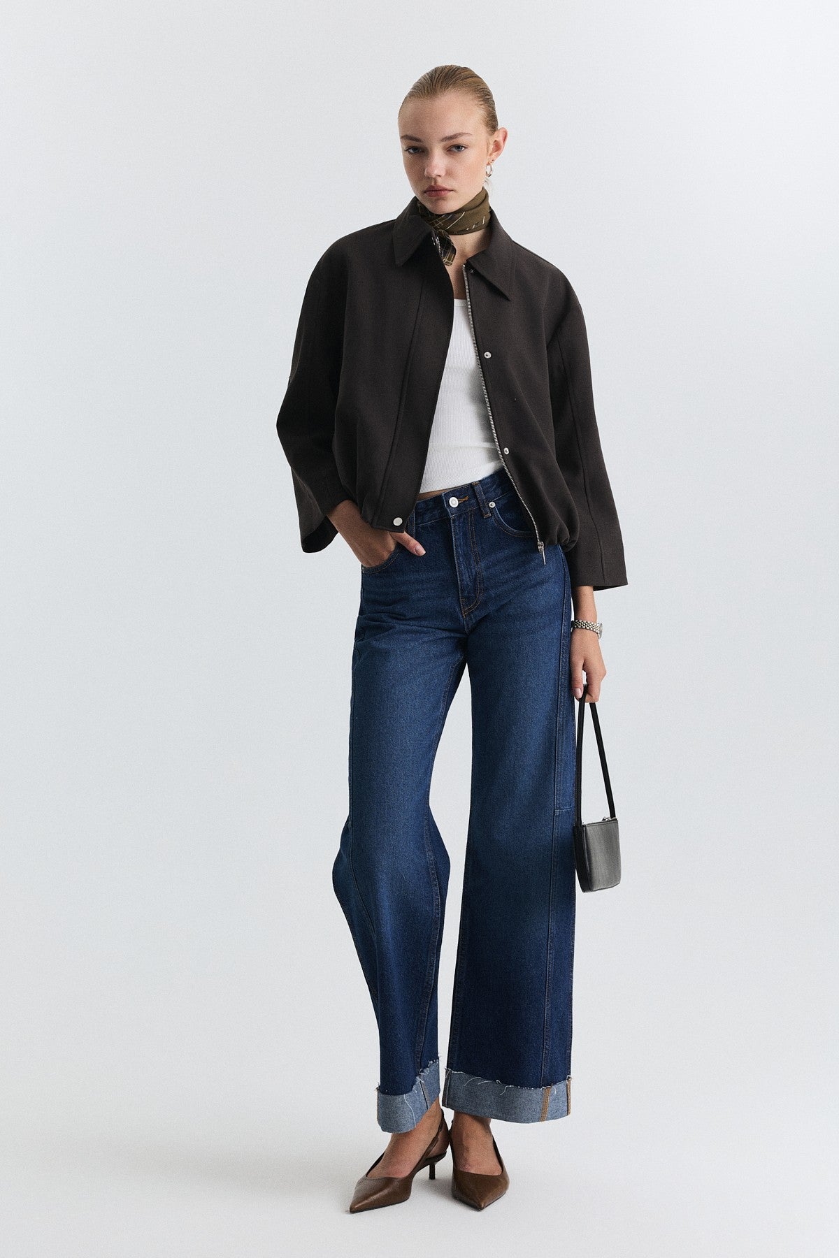 Waist-Elasticated Bomber Jacket