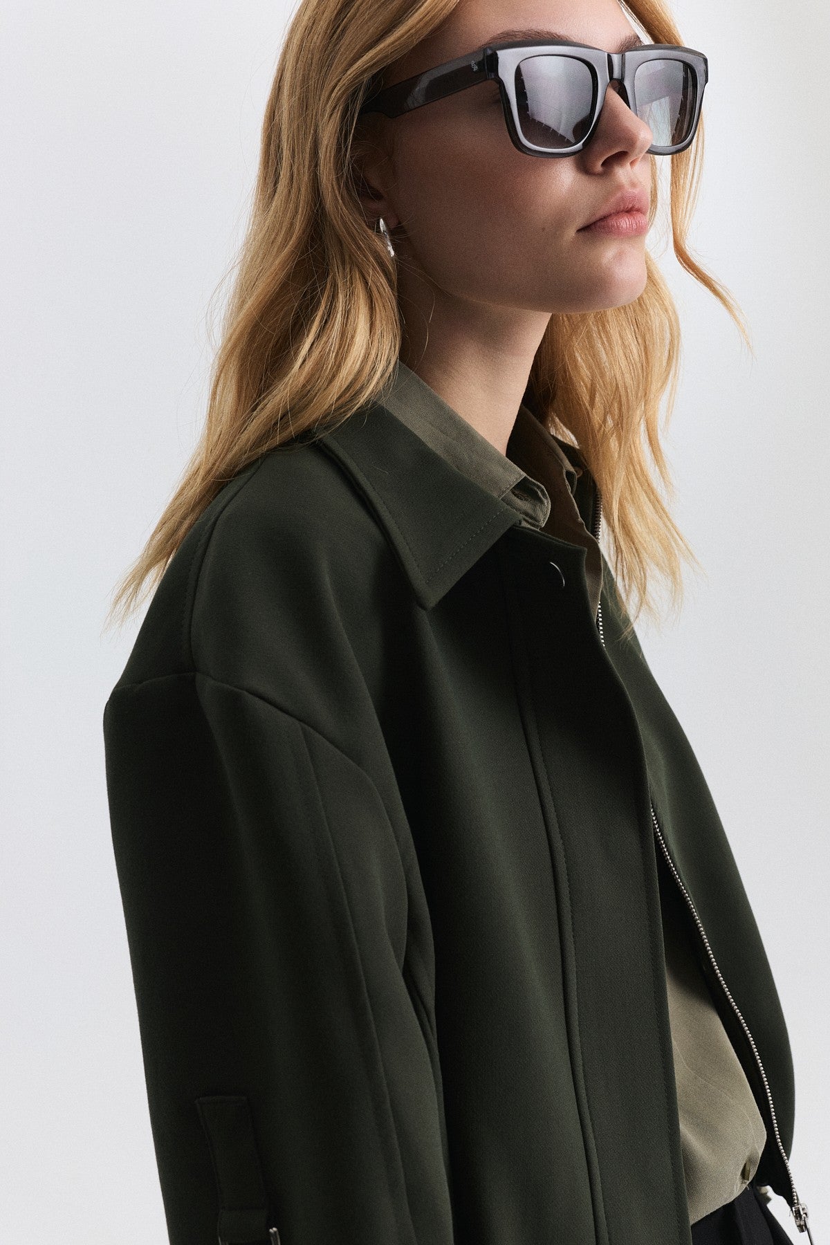 Waist-Elasticated Bomber Jacket