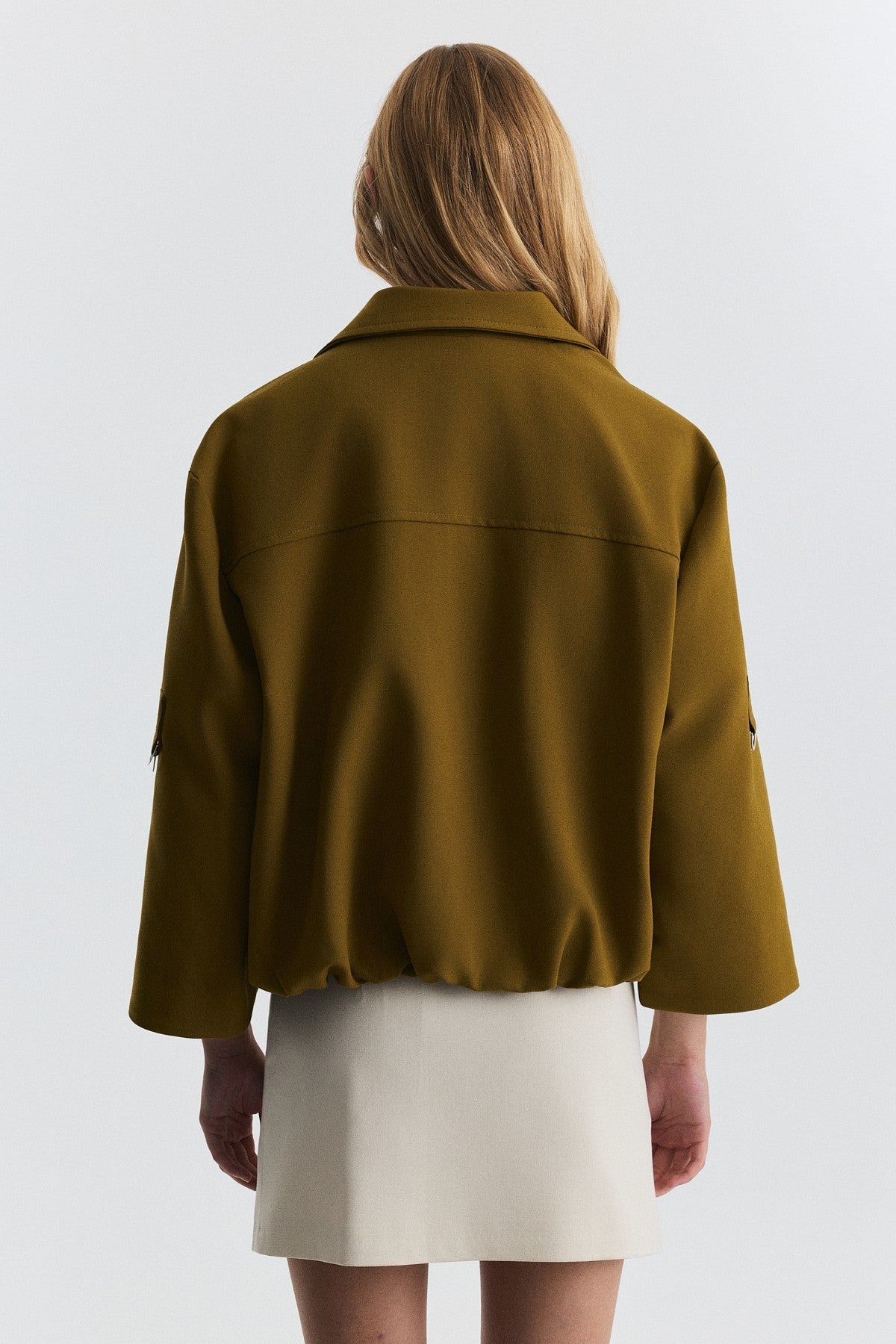 Waist-Elasticated Bomber Jacket