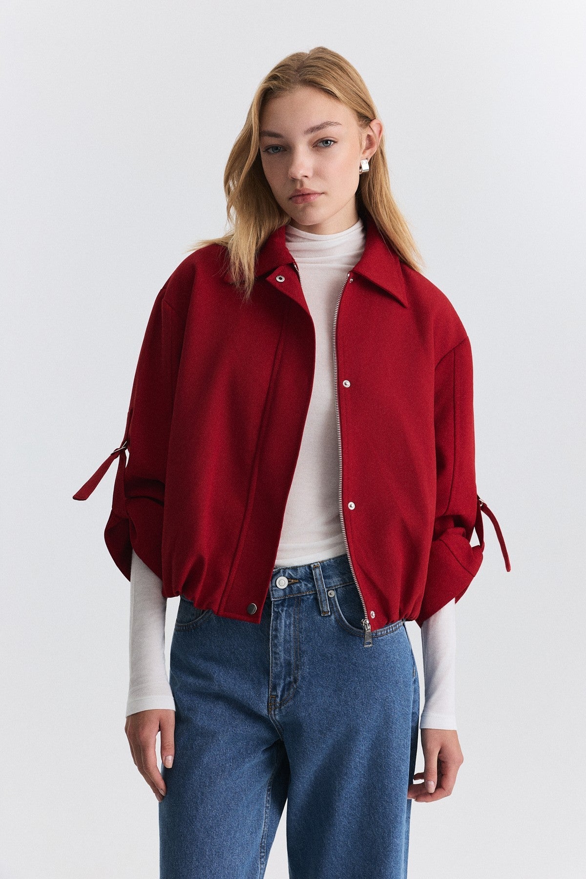 Waist-Elasticated Bomber Jacket