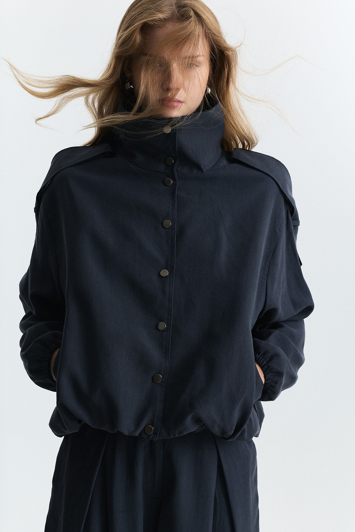 Lyocell-Blend Stand-Up Collar Jacket