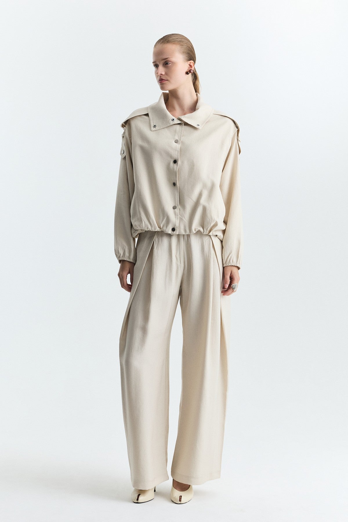 Lyocell-Blend Stand-Up Collar Jacket