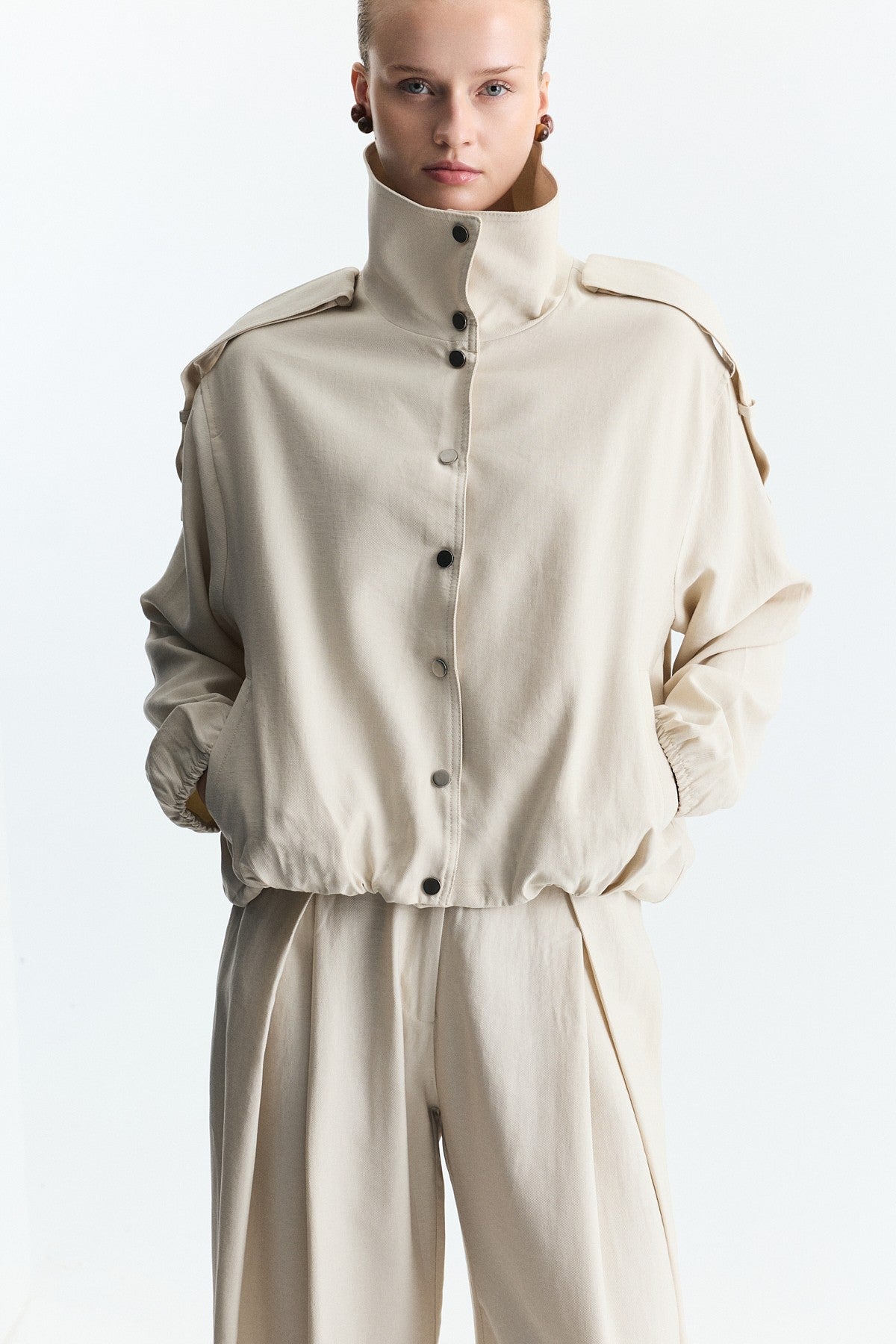 Lyocell-Blend Stand-Up Collar Jacket