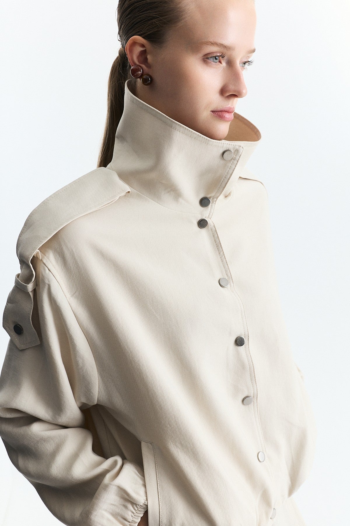 Lyocell-Blend Stand-Up Collar Jacket