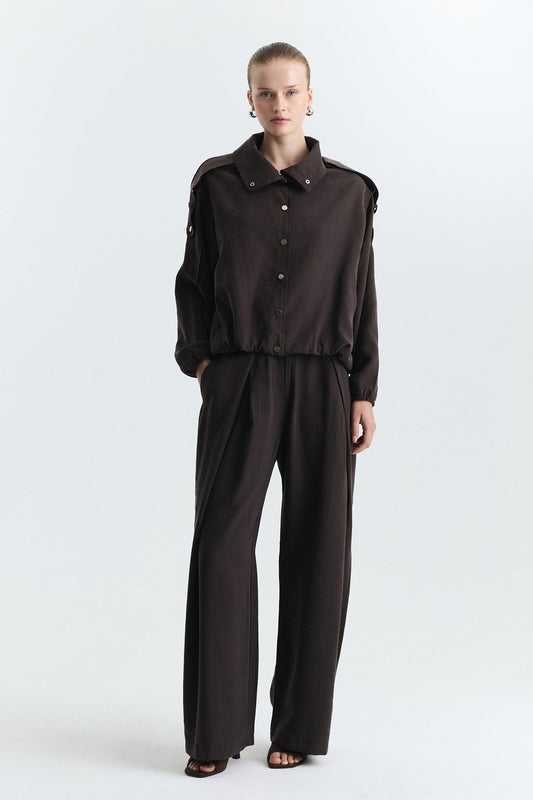 Lyocell-Blend Stand-Up Collar Jacket