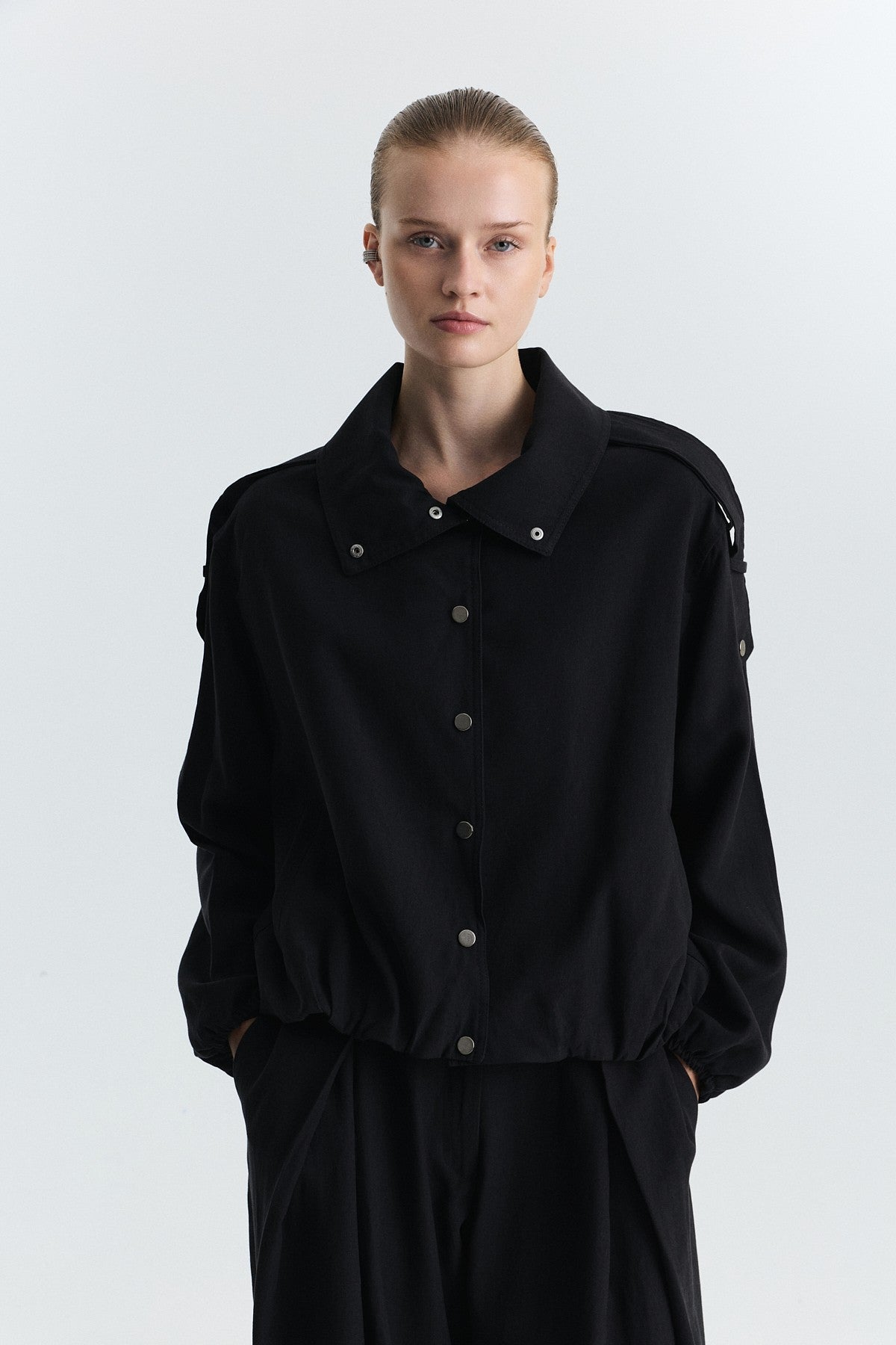 Lyocell-Blend Stand-Up Collar Jacket