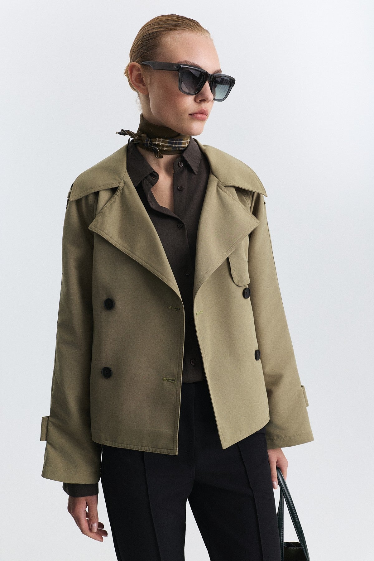 Short Trench Coat with a Belt