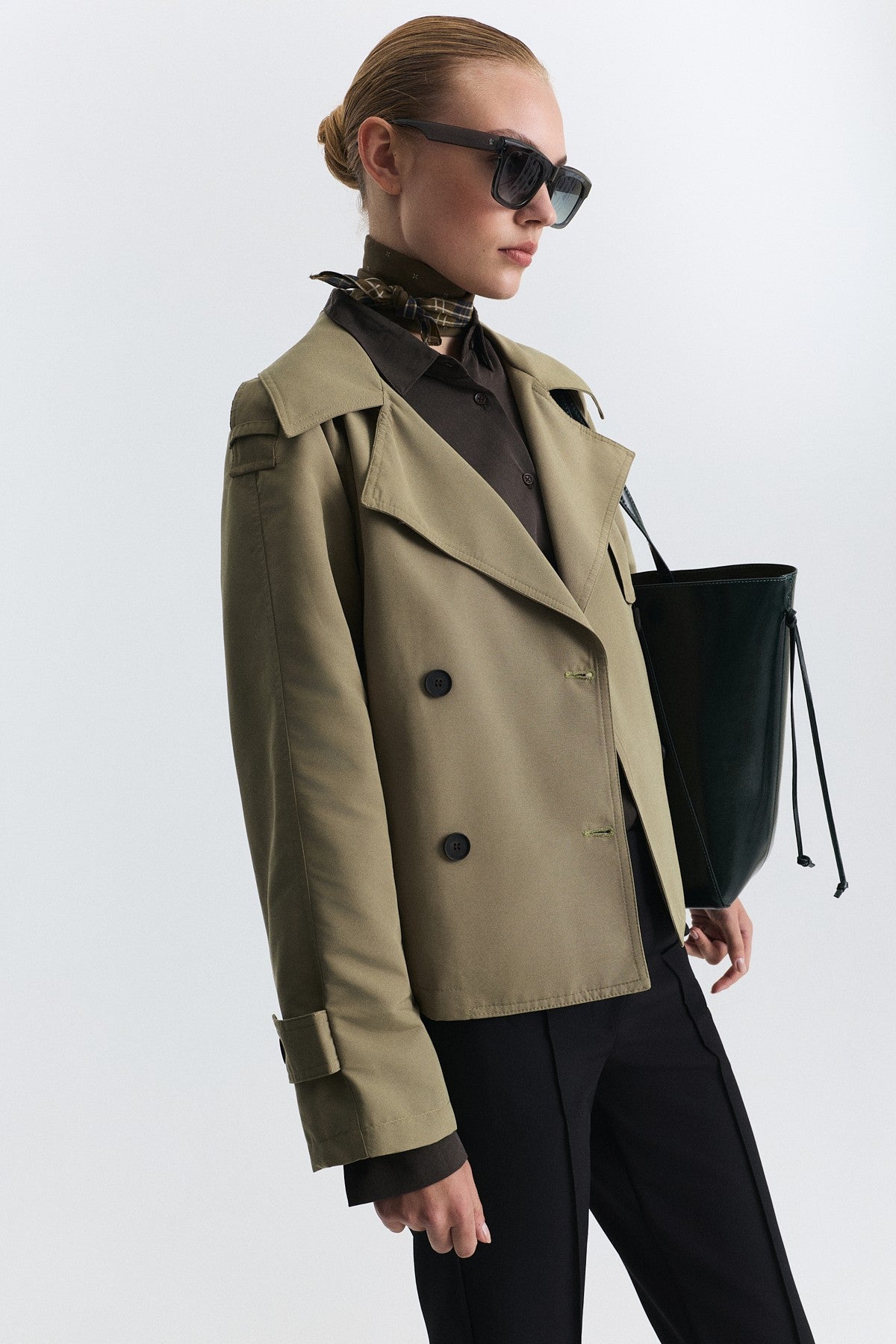 Short Trench Coat with a Belt