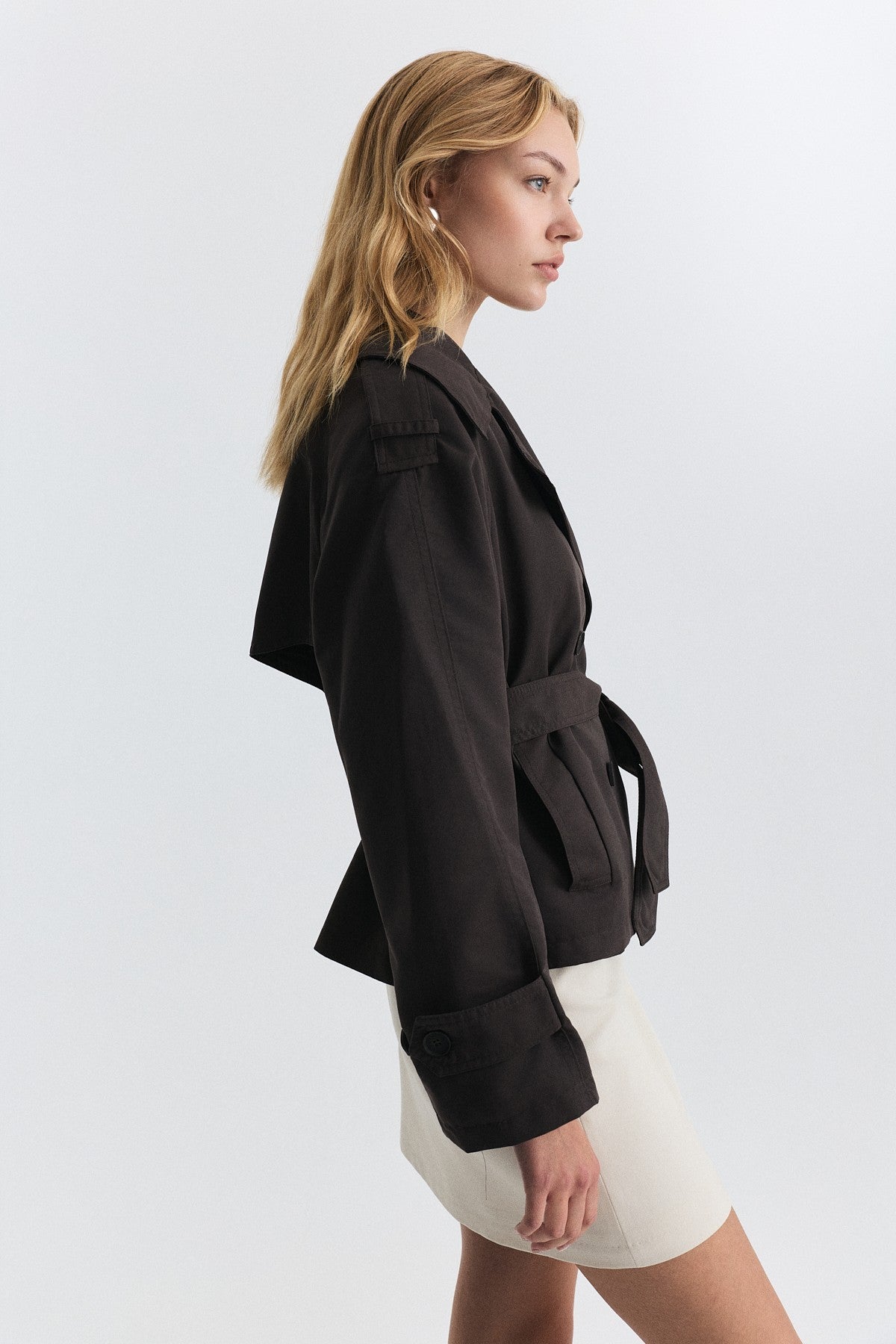 Short Trench Coat with a Belt