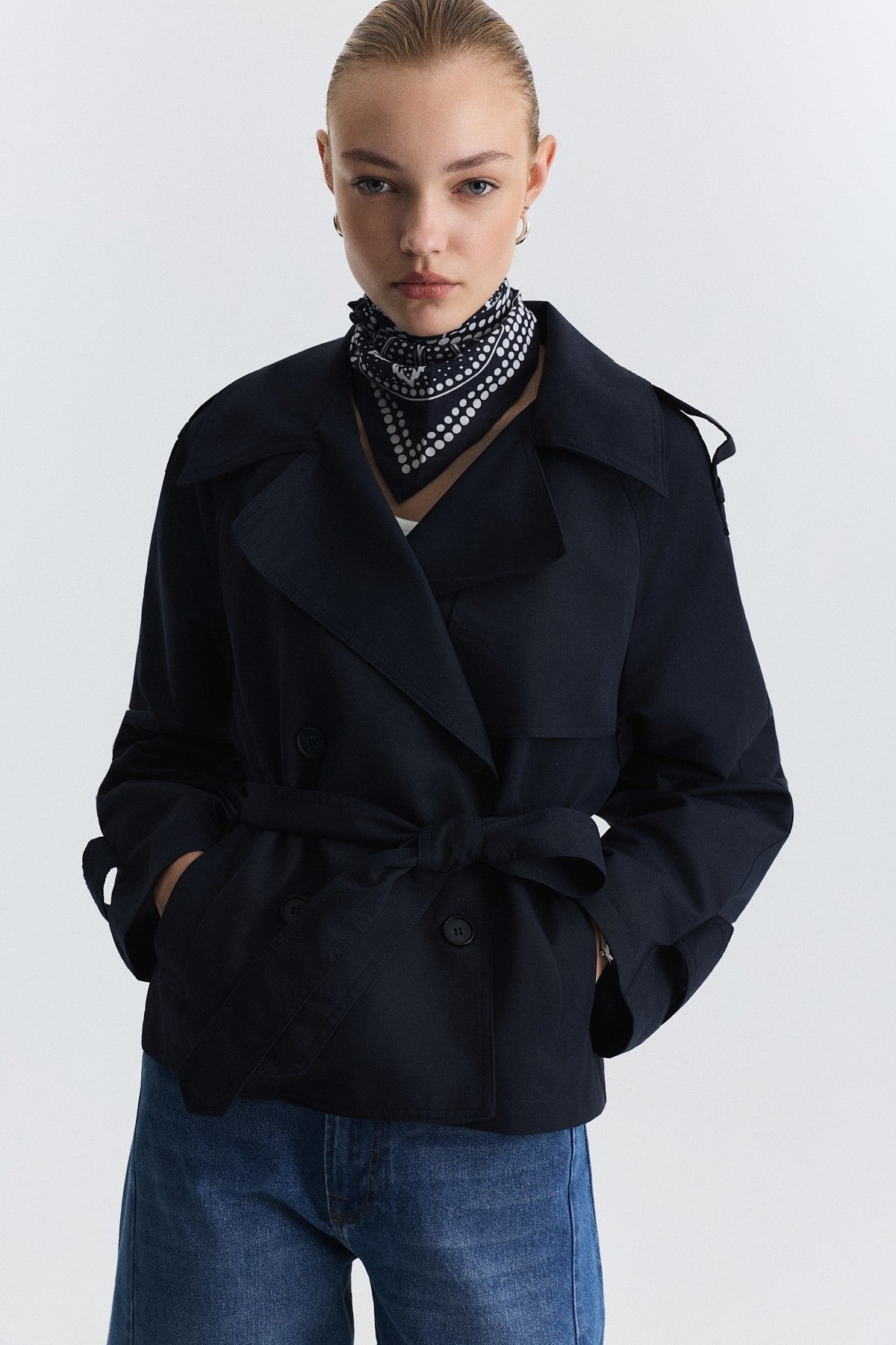 Short Trench Coat with a Belt