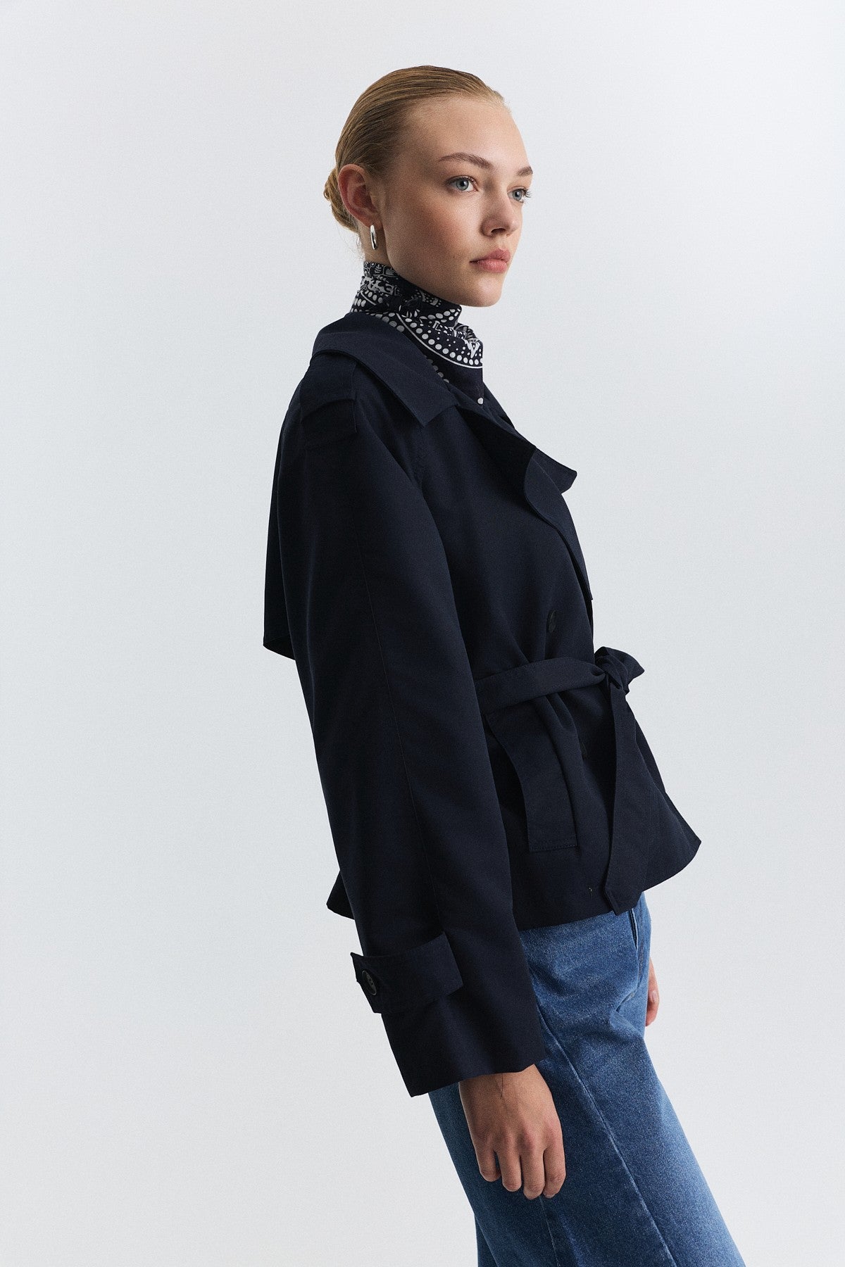Short Trench Coat with a Belt