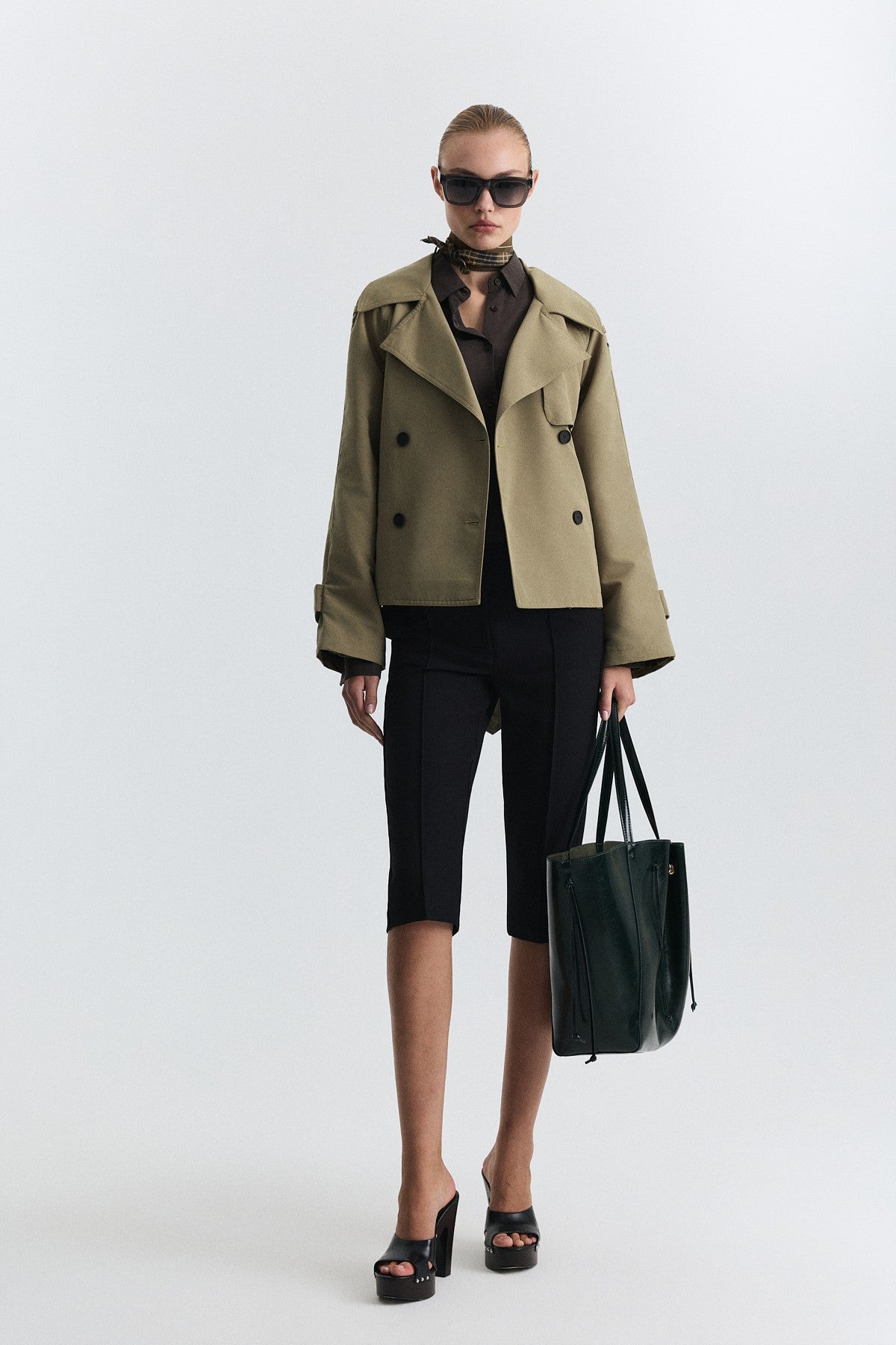 Short Trench Coat with a Belt