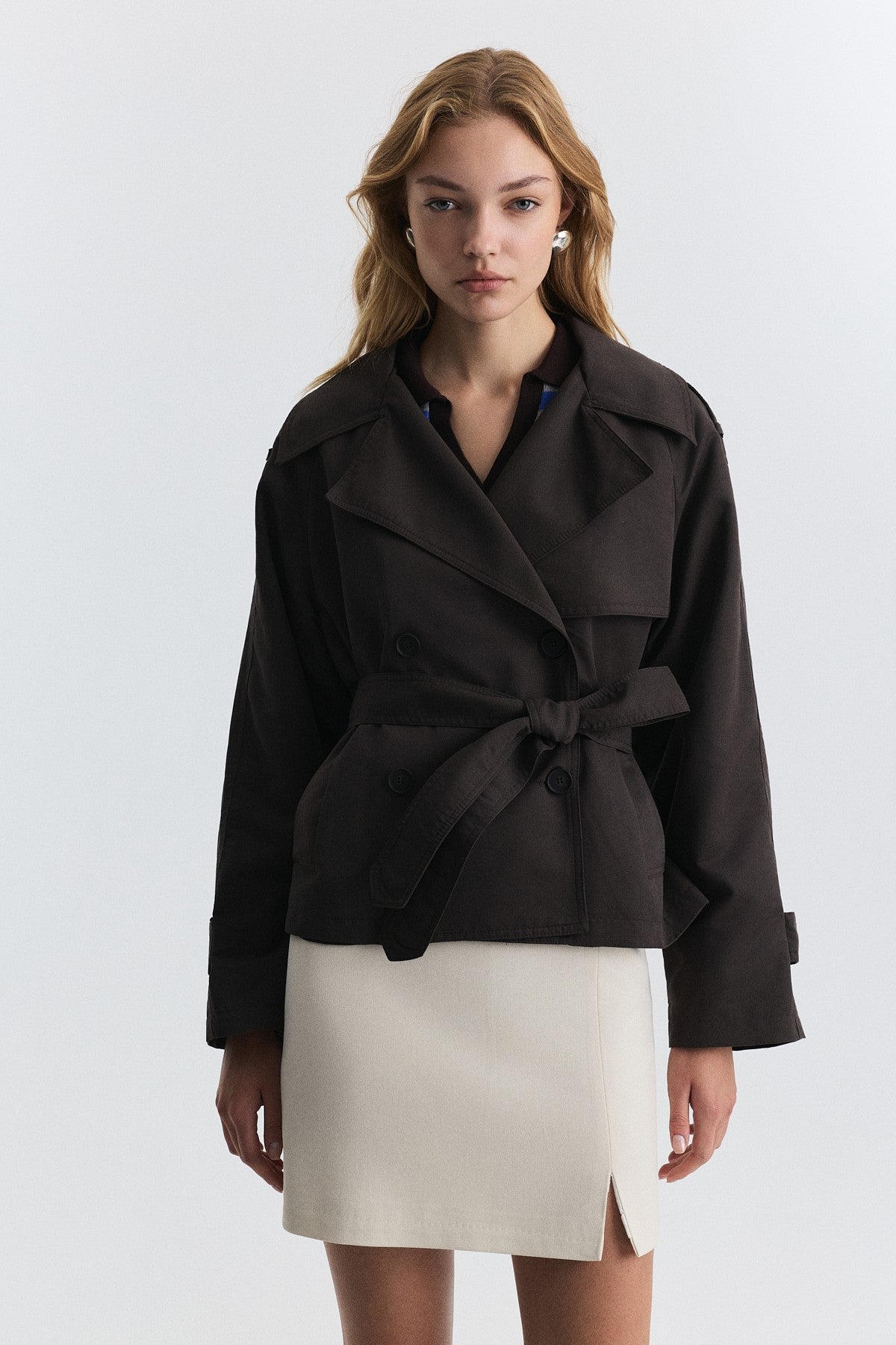 Short Trench Coat with a Belt