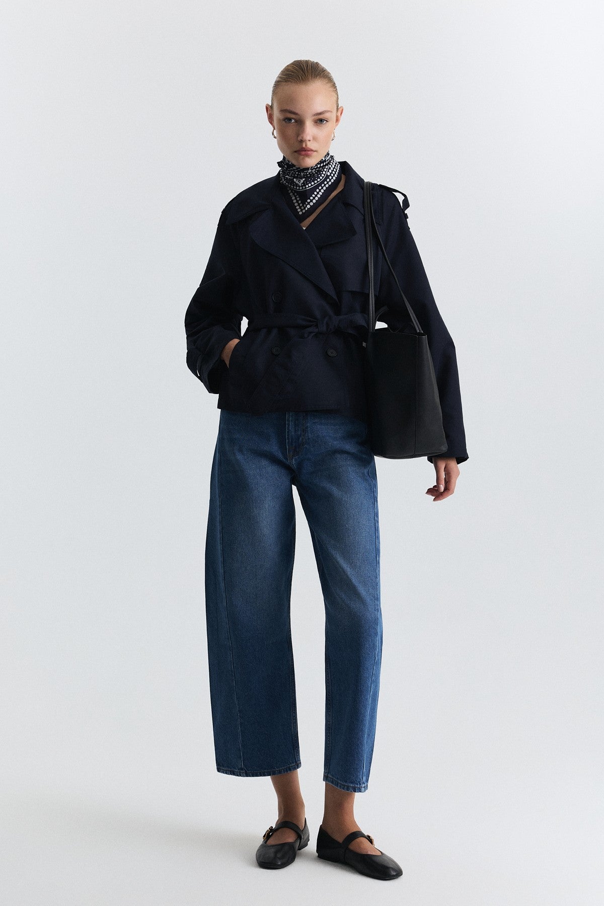Short Trench Coat with a Belt