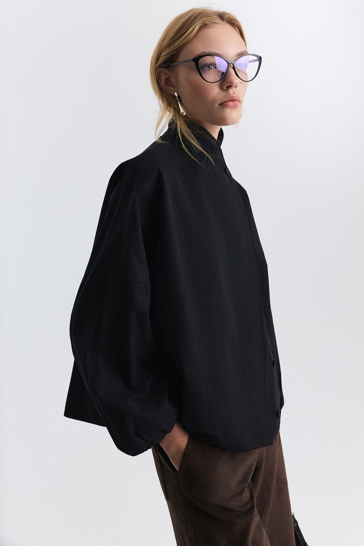 Side-Buttoned Bomber Jacket
