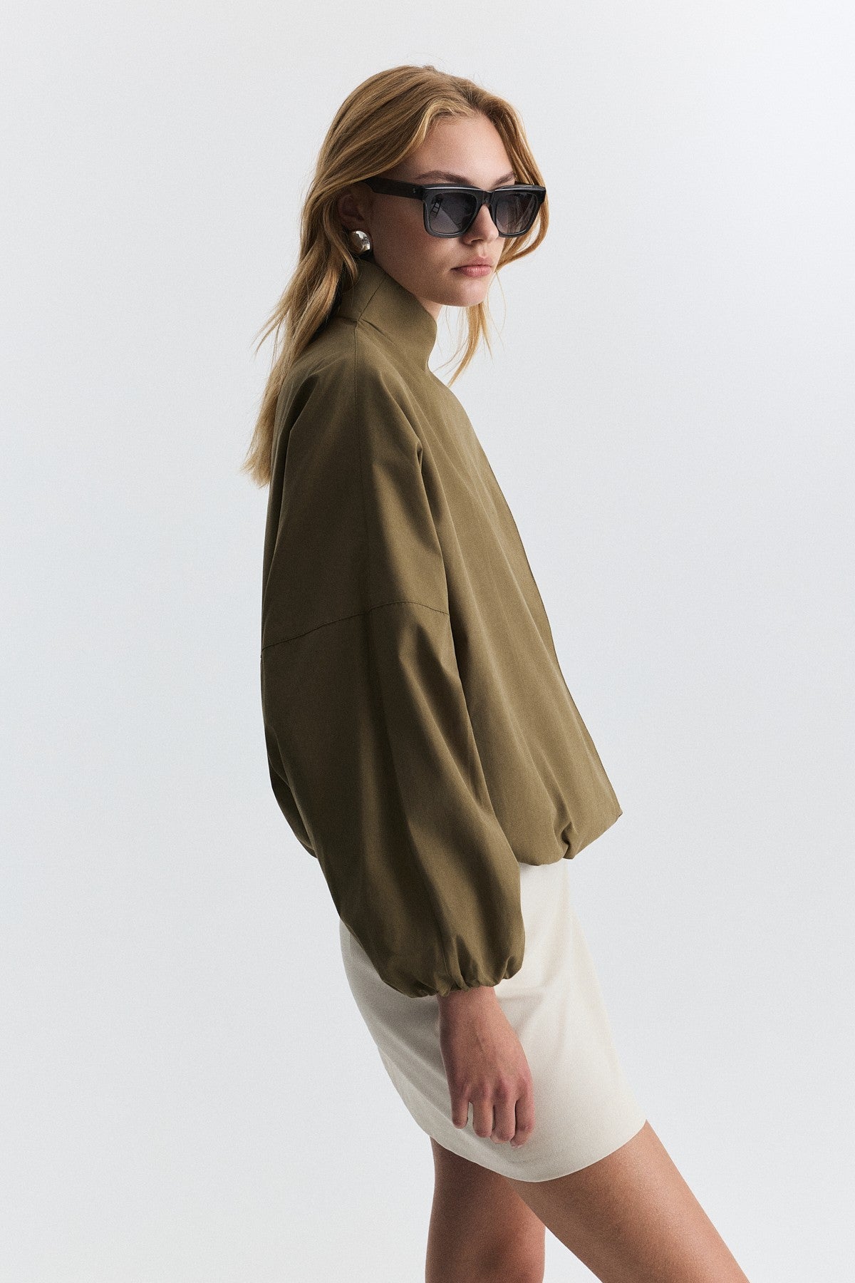Side-Buttoned Bomber Jacket