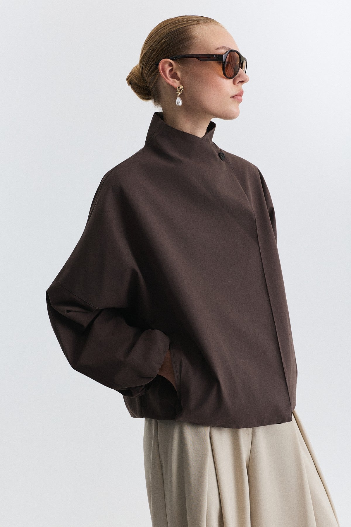 Side-Buttoned Bomber Jacket