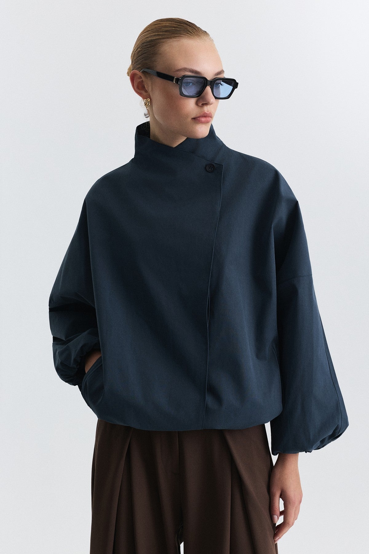 Side-Buttoned Bomber Jacket