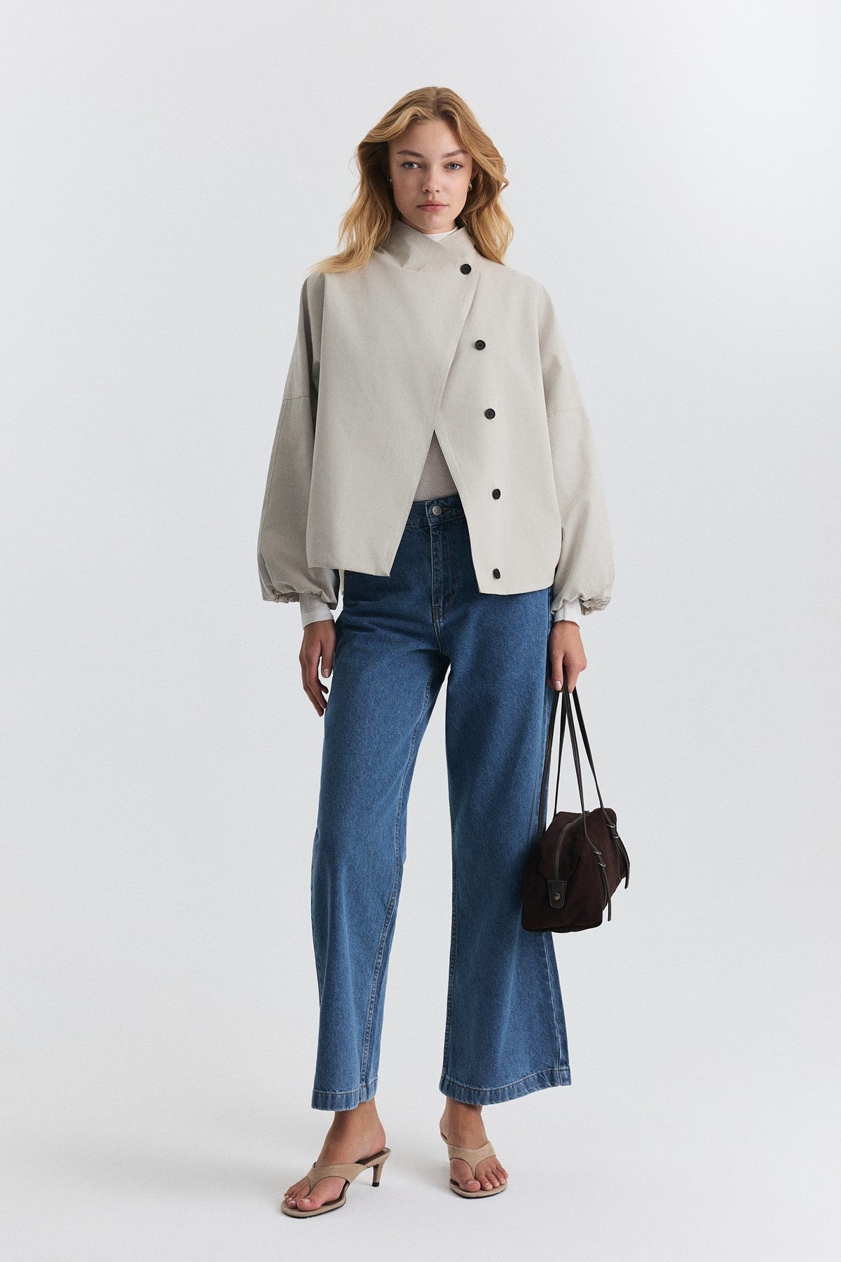 Side-Buttoned Bomber Jacket