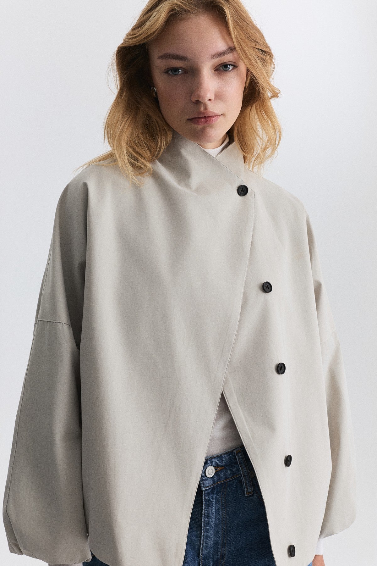 Side-Buttoned Bomber Jacket