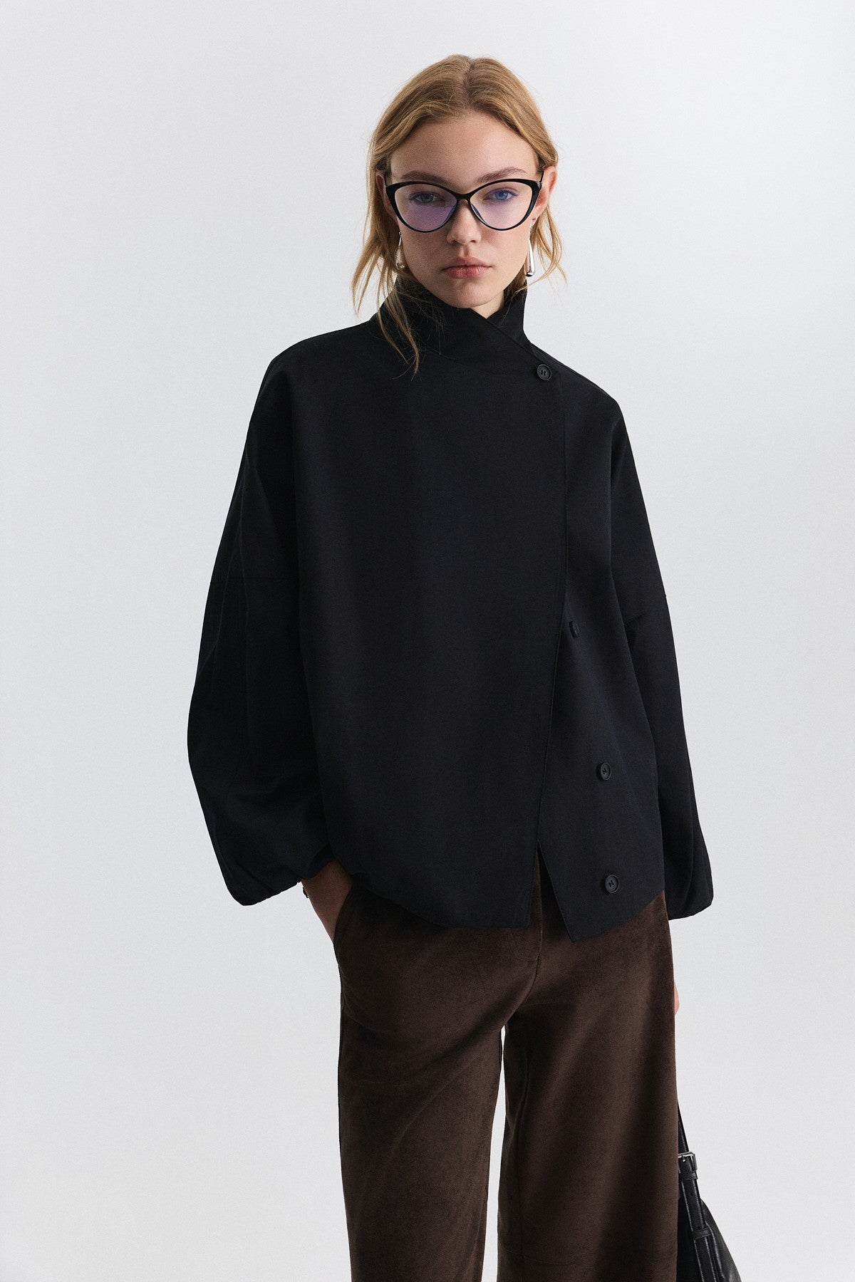Side-Buttoned Bomber Jacket