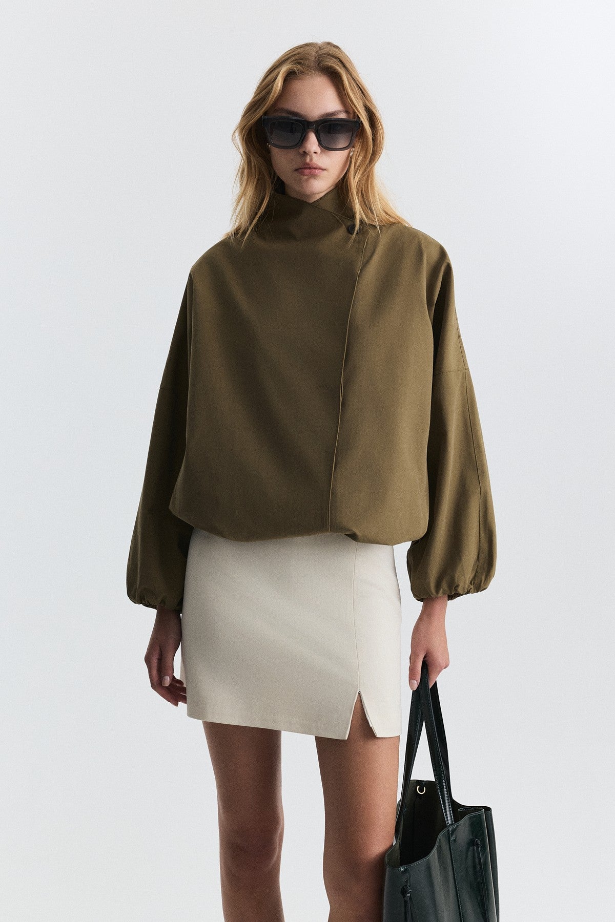 Side-Buttoned Bomber Jacket