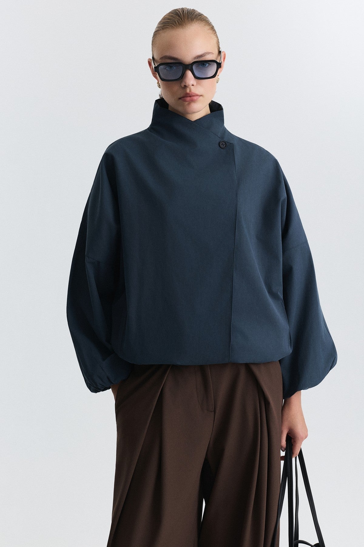 Side-Buttoned Bomber Jacket