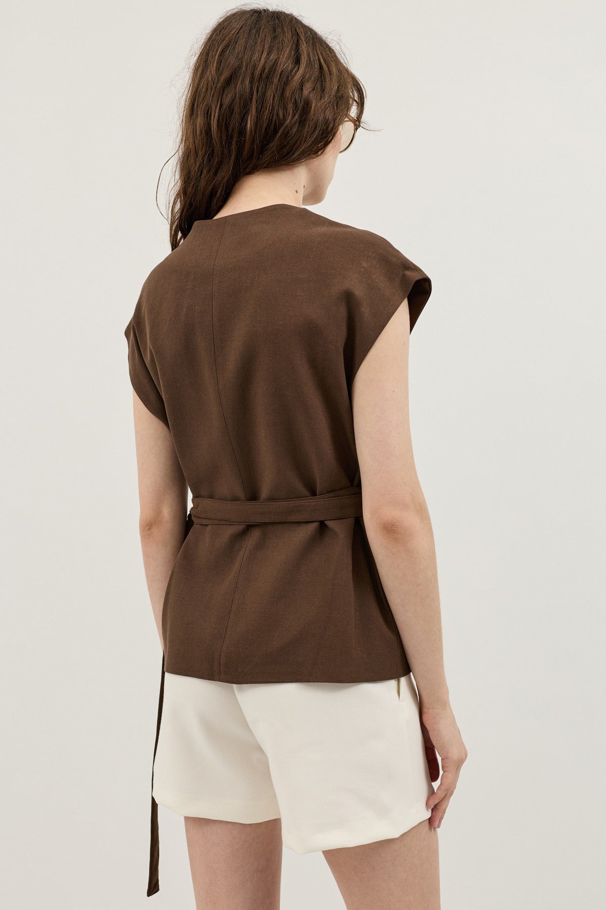 Antioch Women's Vest with Lace Trim and a Linen Blend